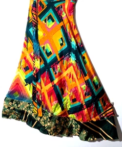 Incredible-art Gonna Vintage Seta Sari Magic Wrap Reversibile Doppio Strato Gonna, - Foto 1 di 6