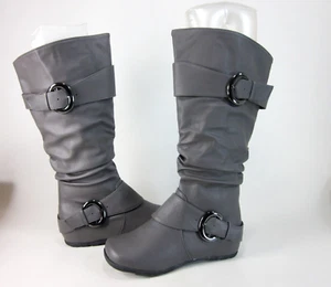 JOURNEE COLLECTION WOMEN'S PARIS WIDE CALF SLOUCH RIDING BOOTS,GREY,US SZ 8,NEW - Picture 1 of 8