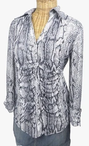 INTERNATIONAL CONCEPTS INC Snake Print Button Up Roll Tab Sleeve Shirt Size M - Picture 1 of 6