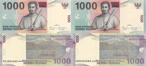 Indonesia Set of 2 PCS with Matched Serial #: Indonesia p-141i 1000 Rupiah UNC - Picture 1 of 5
