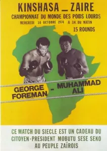 Poster Vintage 1974 Mohammad Ali George Foreman Rumble In The Jungle Boxe A4/A - Foto 1 di 1
