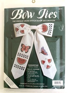 JCA Bow Ties Cross Stitch Kit Door Decor SUMMERTIME 11" x 17" Nancy A. Bombard - Picture 1 of 2