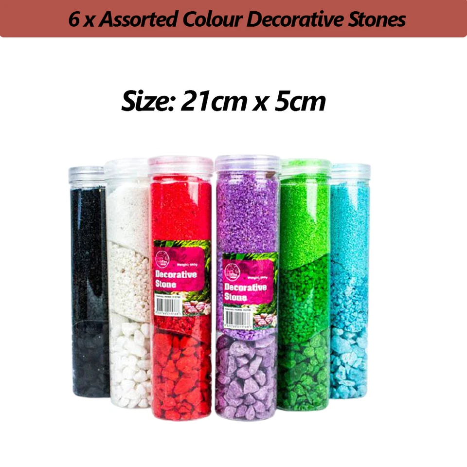 6 x 685G Assorted Colour Pebbles Stones Decorative Fish Tank Outdoor Plant Decor - image 1 of 1