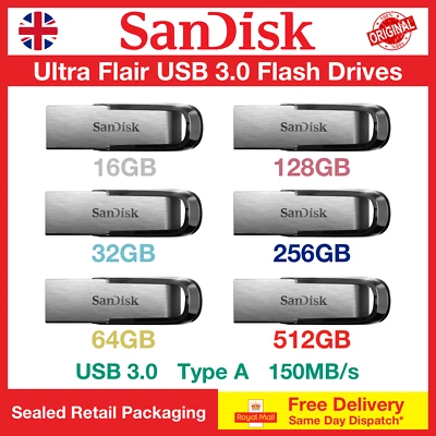 SanDisk Ultra Flair 16/32/64/128/256/512 GB USB Flash Drives, Wholesale, Lot - Image 1 of 4
