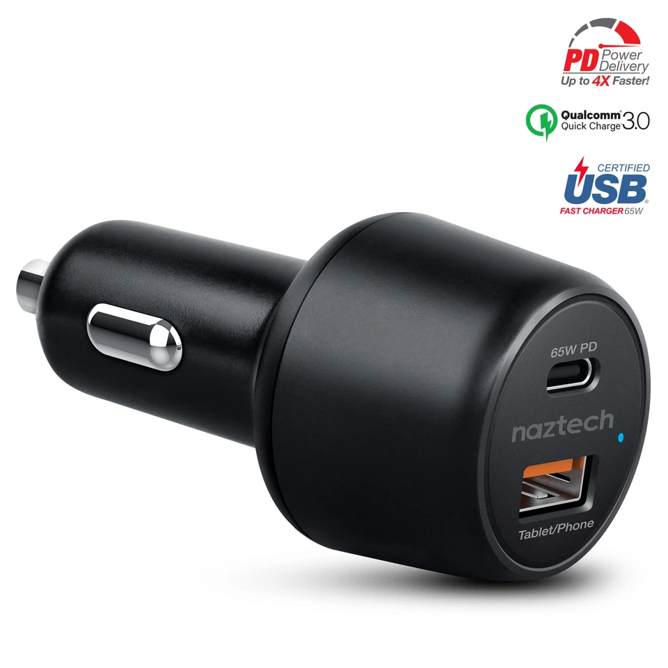 Naztech SpeedMax65 PD65W + QC3 Car Charger with Universal Device Compatibility - Image 1 of 4