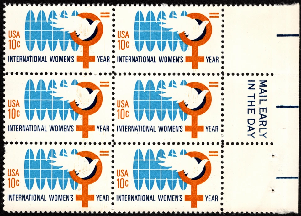 US Stamp Scott # 1571 Mail Early Block - 10 Cents International Women's Year - Image 1 of 1