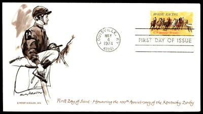 1974 Horse Racing FDC 100th Anniversary of the Kentucky Derby Koehler Cachet - Image 1 of 4