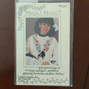 1992 Creative Uniques "Music! Music!" Applique Sweatshirt Pattern # CU42 🎶 - Picture 1 of 24