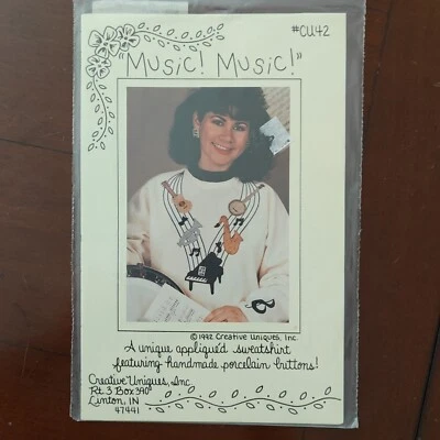 1992 Creative Uniques "Music! Music!" Applique Sweatshirt Pattern # CU42  🎶 - Image 1 of 4