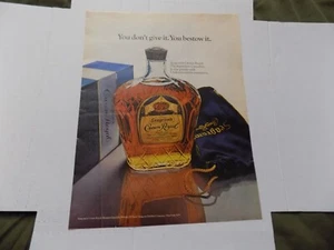 CROWN ROYAL WHISKEY YOU DONT GIVE IT YOU BESTOW IT 1971 PRINT AD - Picture 1 of 1