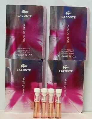 4 frascos LACOSTE love of pink eau de toilette SPLASH 0,06 fl oz PARA MUJER Foto 1 de 3