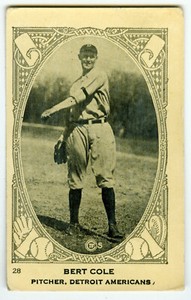 1922 Neilson’s Chocolate V61 Type 1 Bert Cole Detroit Tigers