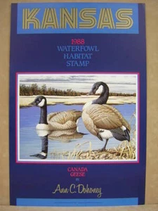 Ann Dohoney 1988 Kansas State Duck Briefmarke Kanada Gänse Kunst Poster - Bild 1 von 2