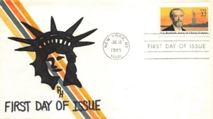2147 22c BARTHOLDI - STATUA DELLA LIBERTY - cachet RH dipinto a mano - Foto 1 di 2