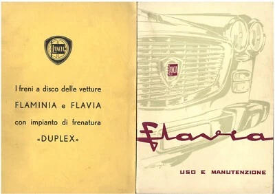LIBRETTO USO E MANUTENZIONE ORIGINALE PER LANCIA FLAVIA + ALLEGATO PER  FLAMINIA - Immagine 1 di 4
