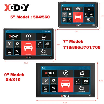 XGODY 5''/7''/9'' Zoll PKW KFZ LKW GPS Navi Auto Navigationsgerät mit 16GB+256MB - Bild 1 von 4