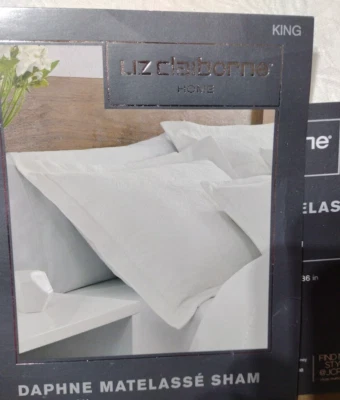 Almohada falsa Liz Claiborne "Saphne Daphne Matelasse", King, nueva con etiquetas Foto 1 de 4