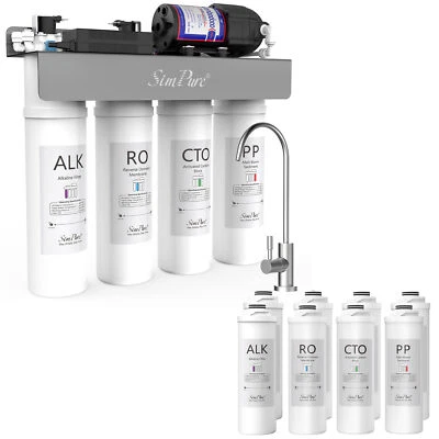 SimPure WP2-400 GPD 8 Stage UV Reverse Osmosis System Alkaline pH+ Water Filters