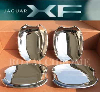 US STOCK Set CHROME Door Handle Cup Insert Covers JAGUAR XF 08-15 X351 XJ 09-18 - Image 1 of 4