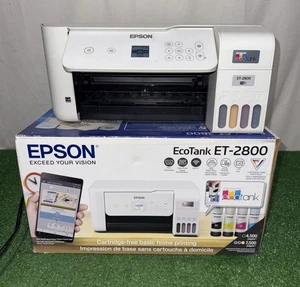 Epson EcoTank ET-2800 White Wireless Color All-In-One Inkjet Printer-See Descrip - Picture 1 of 11