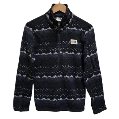 The North Face Fleece Jacket Men S Black Knit 1/2 Zip Pullover Pocket Outdoor - Image 1 of 4