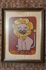 Retro- 13*.75x17".75 Frame Crewel Embroidery Artwork. - Picture 1 of 4