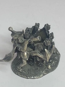 Vtg Detailed Pewter Candle Holder Figurine of a Pied Piper or Fairy, 2.5" - Picture 1 of 6