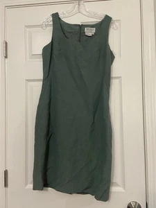 Worth Womens Petite Silk And Linen Green Sleeveless Shift Dress Size 8 - Picture 1 of 13