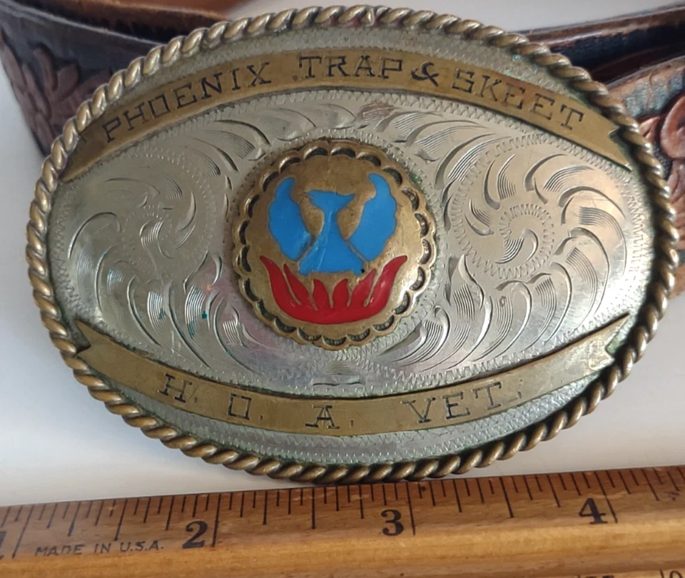 De colección Níquel Plata Phoenix Trap & Shoot HOA Veterinario Trofeo 16 Yd Clase B Hebilla de Cinturón Foto 1 de 2
