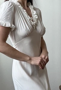 Vintage White Eyelet Lace Silk Dress - Picture 1 of 7