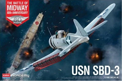 KIT MODELLINO AEREO ACADEMY USN SBD-3 BATTLE OF MIDWAY MODELLISMO SCALA 1:48 - Immagine 1 di 4