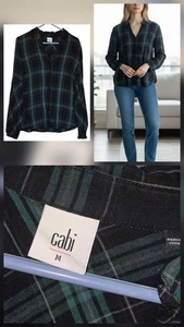 Top CAbi Mujer Talla M Otoño Verde Cuadros Abotonados Viscosa Estilo 3769 Informal - Imagen 1 de 5