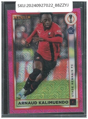 2023 Topps Merlin Chrome Arnaud Kalimuendo /275 Pink Mojo Refractor RC #136 - Image 1 of 2
