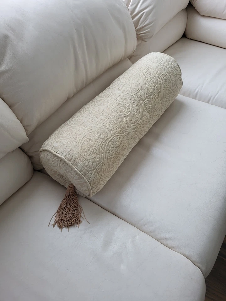 Designer Decorative Accent Bolster Pillow w/tassles Handmade - Image 1 of 4