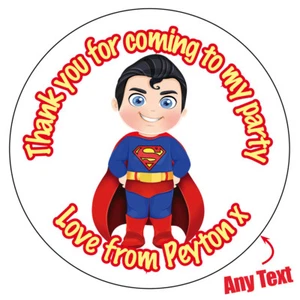 70x SUPERMAN Personalised thank you Super hero Stickers Party Bag Sweet Cone 842 - Picture 1 of 3
