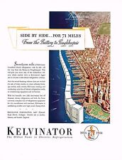 1930s BIG Vintage Kelvinator Refrigerator New York Map Color Art Print Ad