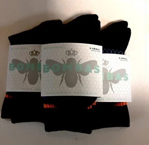 3 Pairs BOMBAS, XSMALL BLACK ANKLE SOCKS, NEW With Tags - Picture 1 of 6