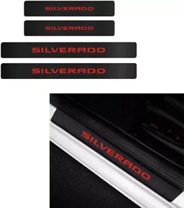 4PCS Carbon Fiber Leather Door Sill Protector for 2021 Chevy Silverado 1500 2500 - Foto 1 di 7