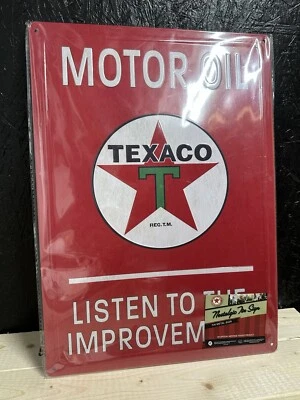 Letreros metálicos de garaje Texaco Lata - 12 x 17 nuevos Foto 1 de 4