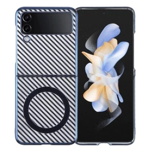For Samsung Galaxy Z Flip4 6D Plated Carbon Fiber Clear Magsafe PC Phone Case - Photo 1 sur 2