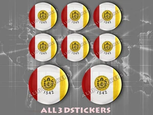 8 x 3D ROUND Resin Domed Flag San Diego - USA Adhesive Decal Vinyl - Imagen 1 de 1