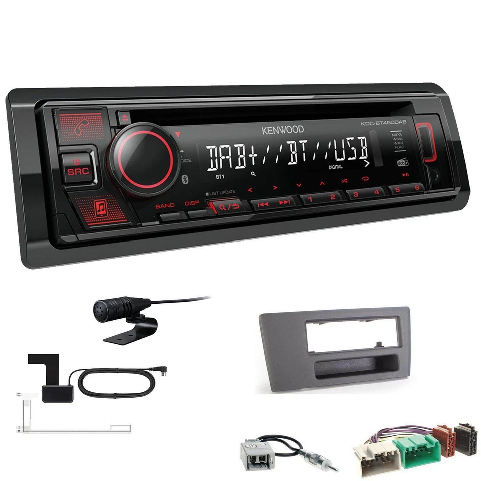 Kenwood KDC-BT450DAB Radio Bluetooth DAB Set für Volvo V70 2000-2004 schwarz