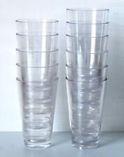 Lot 11 Clear Plastic 20 oz Tumblers 6" Drinking Glasses Water Iced Tea Deck Pool