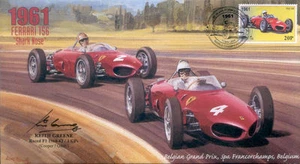 Ferrari 156 1961a (nariz de tiburón), cubierta Spa-Francorchamps F1 firmada Keith Greene - Imagen 1 de 1