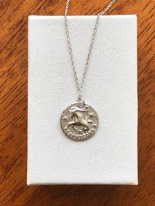 925 Sterling Silver Zodiac Capricorn Pendant Necklace Womens Girls 15mm 18" - Picture 1 of 9