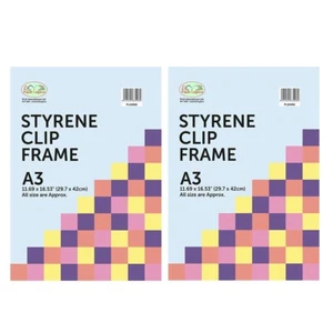 (Set of 2) A3 Clip Frame Frameless Photo Poster Frames Styrene Wall Picture - Picture 1 of 12