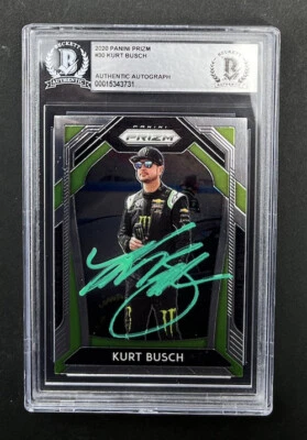 Tarjeta Panini Prizm 2020 autógrafo firmado por Kurt Busch #30 Beckett BGS BAS Foto 1 de 2
