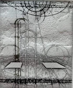 Portale Walter Valentini Opera Acquaforte Carta Quadro Geometrico 40,5x53x5 - Imagen 1 de 1