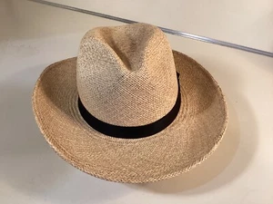 Men's Straw Cowboy Hat Black Band - Size M 7 1/8 - Brim Width 3" - Height 4 1/2" - Picture 1 of 13