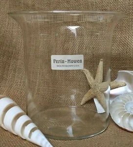 Perin-Mowen Mouth Blown Glass USA Artisanal Hurricane Candle Vase ~ Sleek Modern - Picture 1 of 8